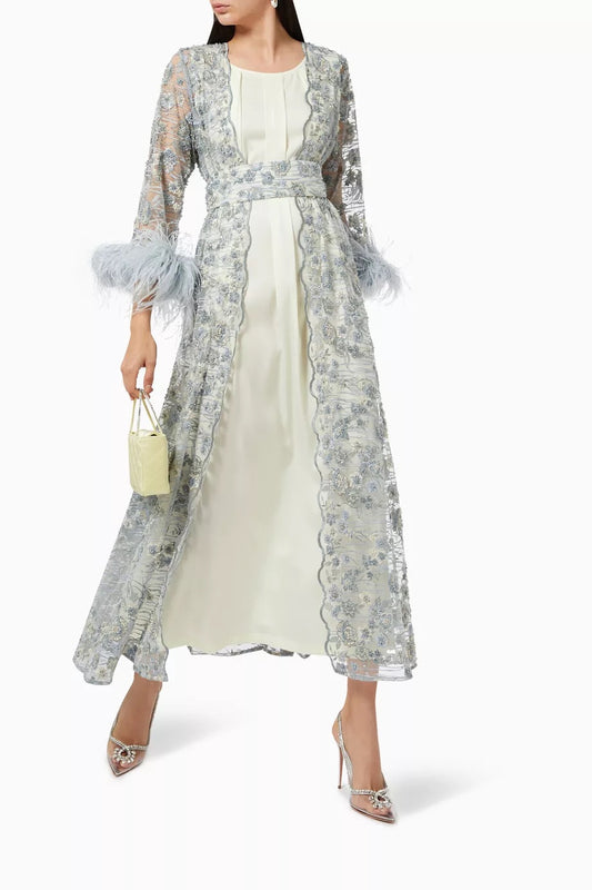 Embellished Kaftan Set in Lace