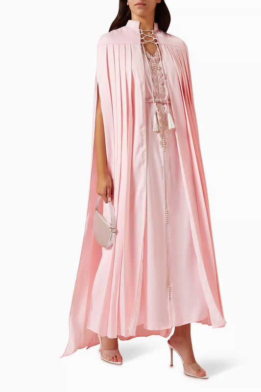 Pleated Moroccan Cape Kaftan Set