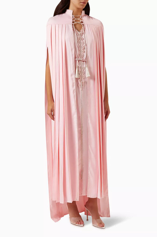 Pleated Moroccan Cape Kaftan Set