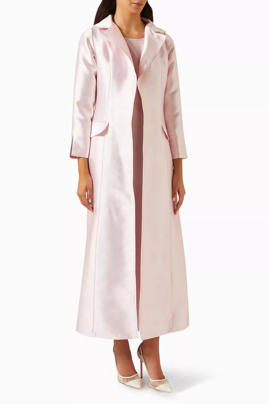 3-piece Coat Abaya Set in Taffeta