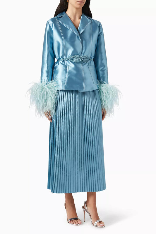 Blazer & Skirt Feather Belted Moroccan Set