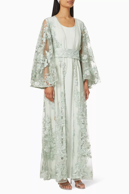 Floral Embroidery Kaftan Set