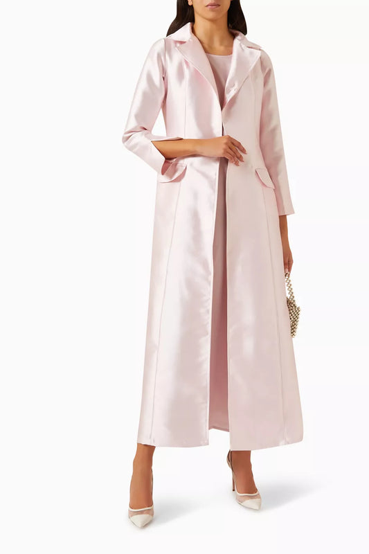3-piece Coat Abaya Set in Taffeta