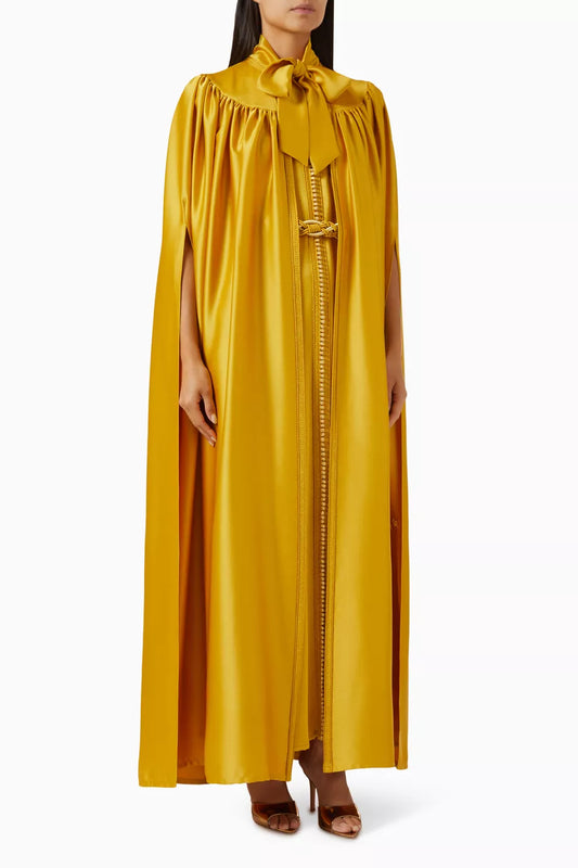 Moroccan Embroidered Pleated Kaftan Set