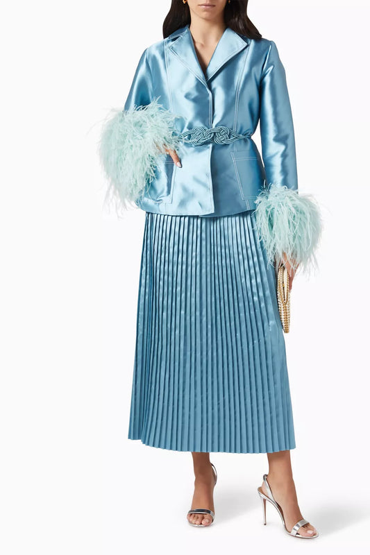 Blazer & Skirt Feather Belted Moroccan Set