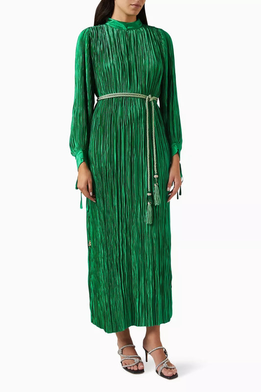 Belted Kaftan in Silk-plissé