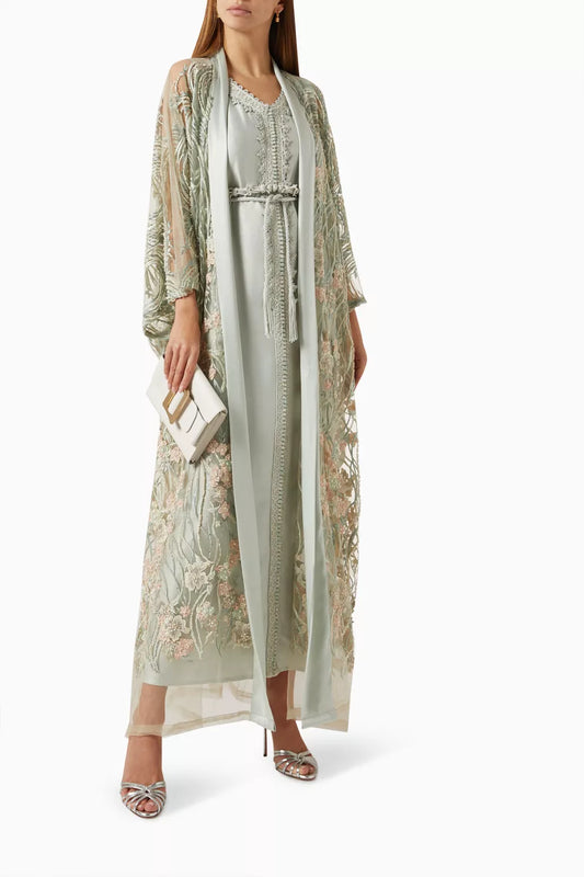 Embroidered Cape & Moroccan Kaftan Set