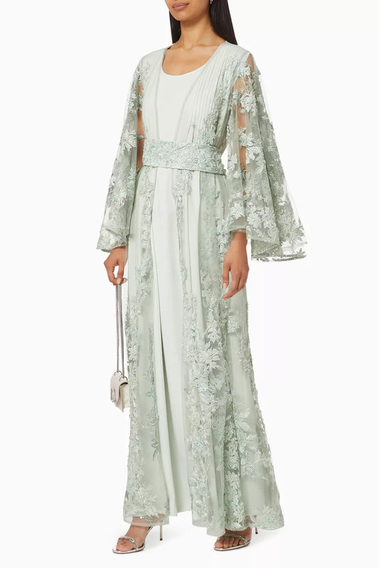 Floral Embroidery Kaftan Set