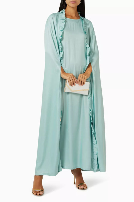 Ruffle-trimmed Abaya Set