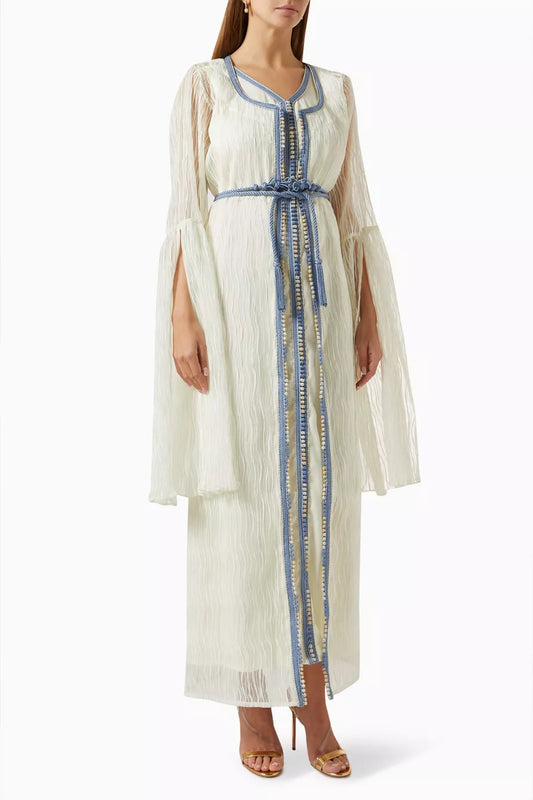 Pleated Moroccan Kaftan Set