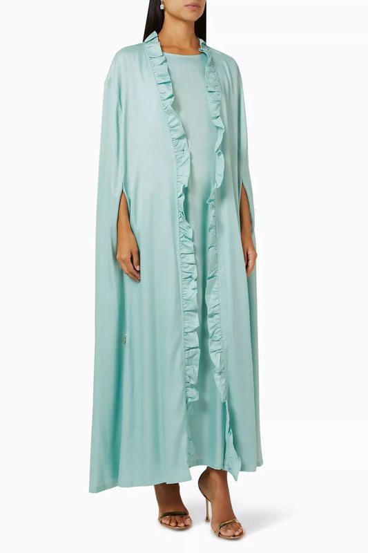 Ruffle-trimmed Abaya Set