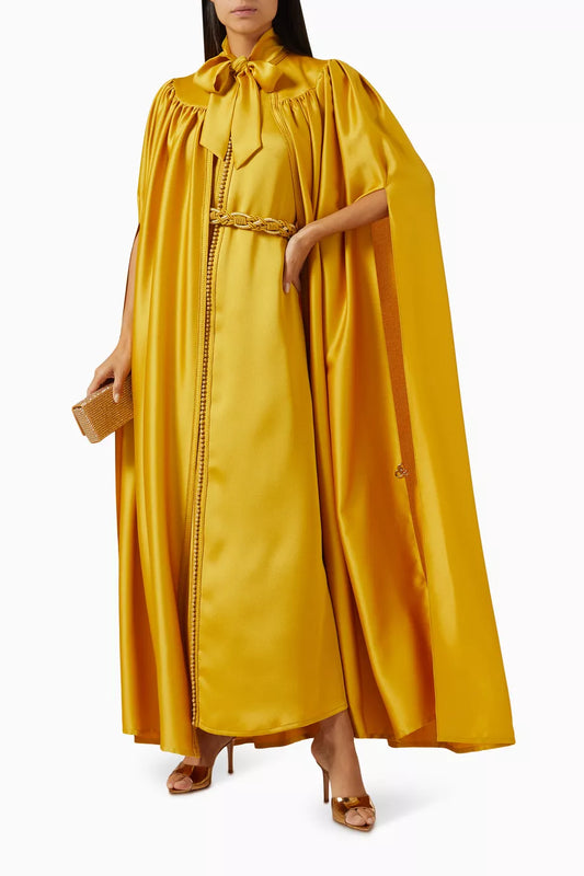Moroccan Embroidered Pleated Kaftan Set