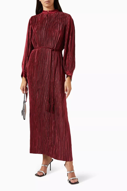 Belted Kaftan in Silk-plissé