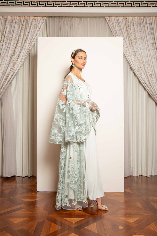 Green Embroidery Kaftan Set