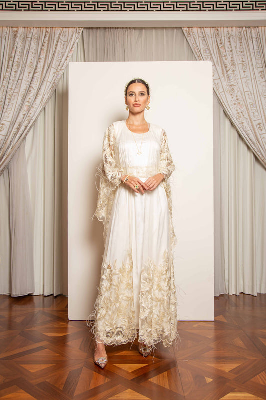 Feather Embroidery Kaftan Set