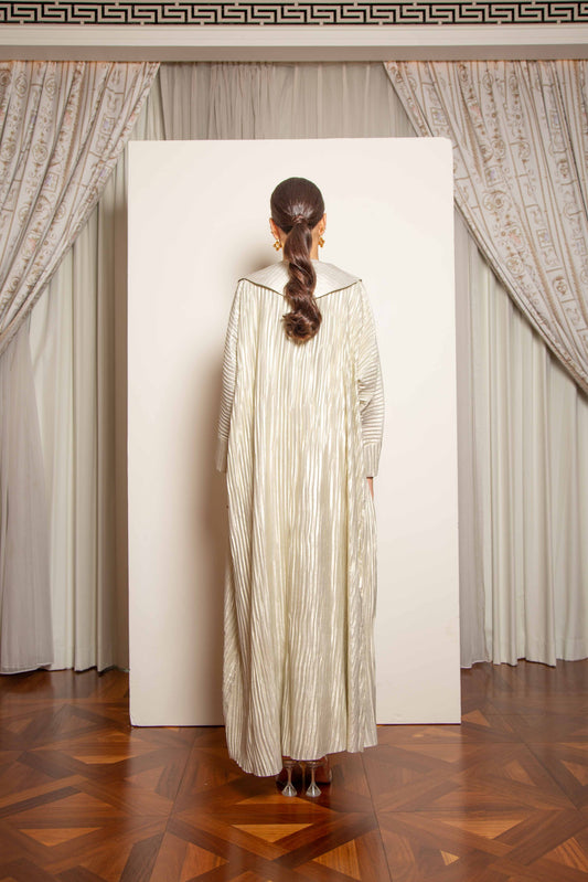 Golden Pleated Abaya Set